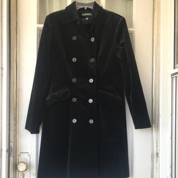 Lauren Ralph Lauren Black Velvet Coat Green Label - Picture 4 of 5
